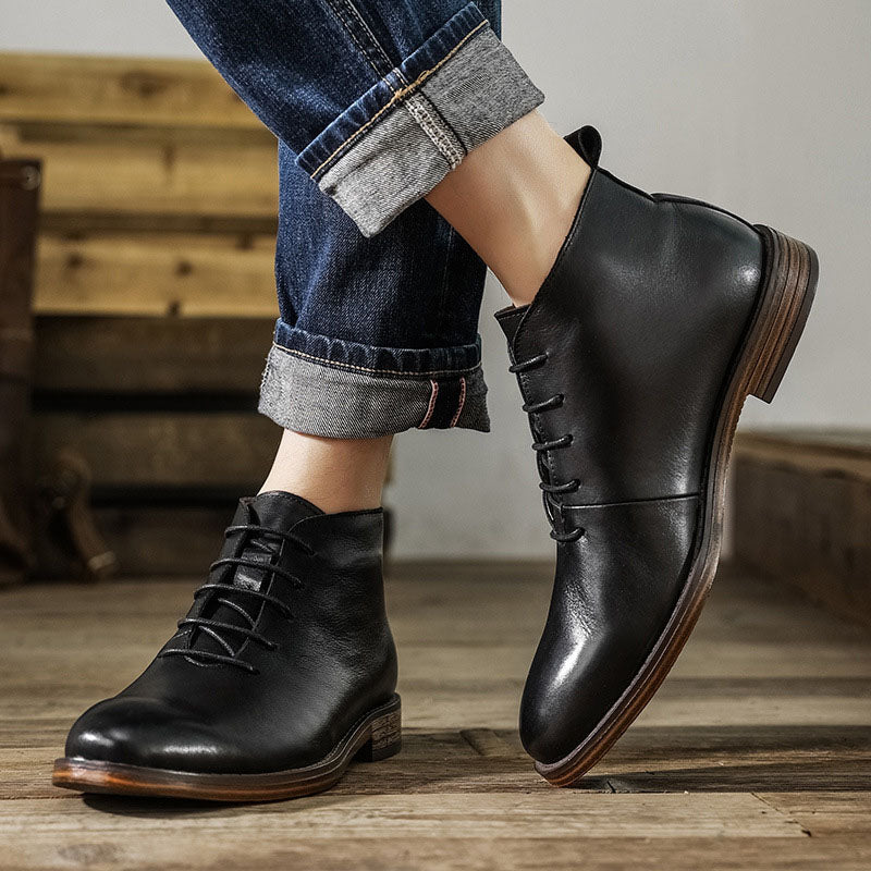 Enzo Leather Lace-Up Boots